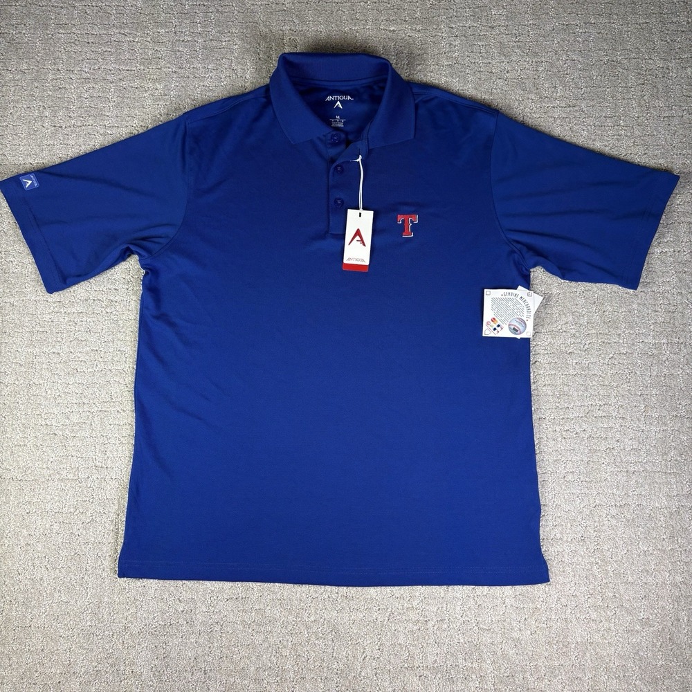 Antigua Short Sleeve Polo Texas Rangers MLB Blue Men's Medium Genuine Merch